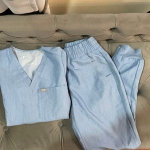 Figs set light heather denim